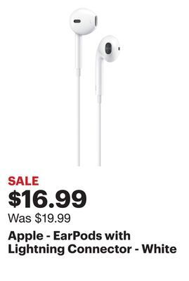 Best Buy Apple - earpods with lightning connector - white offer