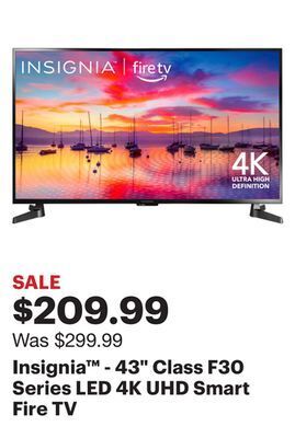 Best Buy Insignia™ - 43" class f30 series led 4k uhd smart fire tv offer