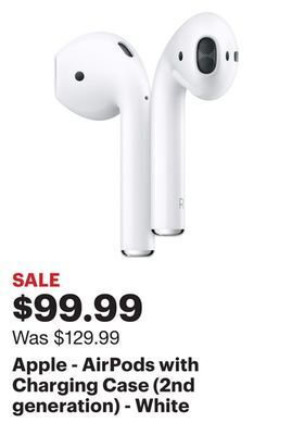 Best Buy Apple - airpods with charging case (2nd generation) - white offer