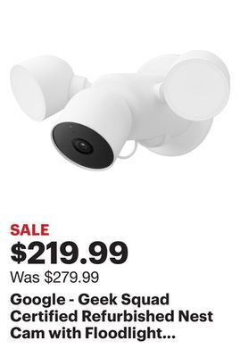 Best Buy Google - geek squad certified refurbished nest cam with floodlight - snow offer