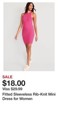 Old Navy Fitted sleeveless rib-knit mini dress for women offer