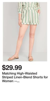 Old Navy Matching high-waisted striped linen-blend shorts for women -- 3.5-inch inseam offer