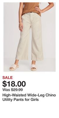 Old Navy High-waisted wide-leg chino utility pants for girls offer