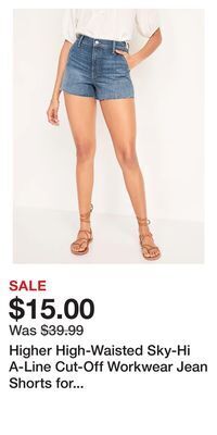 Old Navy Higher high-waisted sky-hi a-line cut-off workwear jean shorts for women -- 3-inch inseam offer
