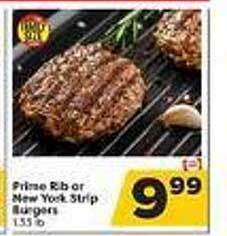 Weis Markets Prime rib or new york strip burgers offer