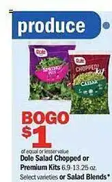 Meijer Dole salad chopped or premium kits or blends offer
