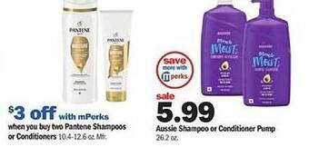 Meijer Aussie shampoo or conditioner pump offer