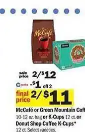 Meijer Mccafé, green mountain coffee, k-cups or donut shop coffee k-cups offer