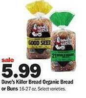Meijer Dave's killer bread organic bread or buns offer