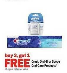Meijer Crest, oral-b or scope oral care products offer