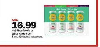 Meijer High noon tequila or vodka hard seltzer offer