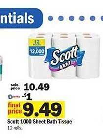 Meijer Scott 1000 sheet bath tissue offer