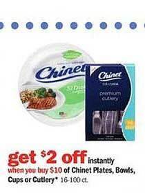 Meijer Chinet plates, bowls, cups or cutlery offer