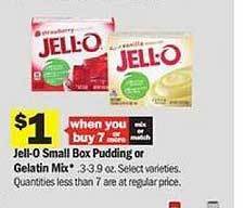 Meijer Jell-o small box pudding or gelatin mix offer