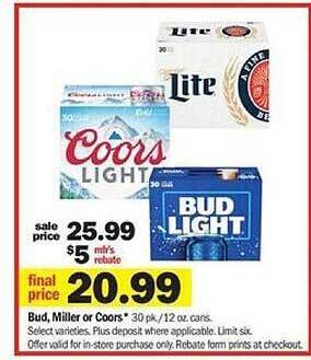 Meijer Bud, miller or coors offer