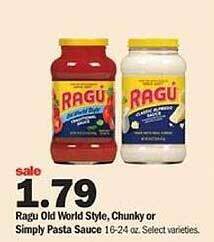 Meijer Ragu old world style, chunky or simply pasta sauce offer