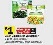 Meijer Green giant frozen vegetables offer