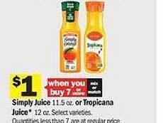 Meijer Simply juice or tropicana juice offer