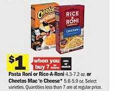 Meijer Pasta roni or rice-a-roni or cheetos mac'n cheese offer