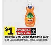 Meijer Palmolive ultra orange liquid dish soap offer