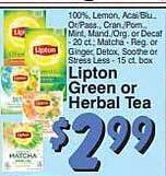 Trade Fair Supermarket Lipton green or herbal tea offer