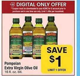 ACME Pompeian extra virgin olive oil offer