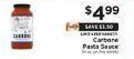ShopRite Carbone pasta sauce offer
