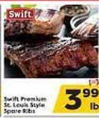 Weis Markets Swift premium st. louis style spare ribs offer