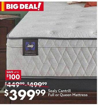 Big Lots Sealy cantrill full or queen mattress offer