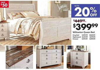 Big Lots Willowton queen bed offer