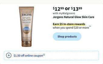 Walgreens Jergens natural glow skin care offer