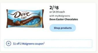 Walgreens Dove easter chocolates offer