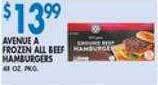 Associated Avenue a frozen all beef hamburgers offer