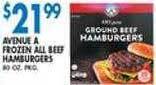 Associated Avenue a frozen all beef hamburgers offer