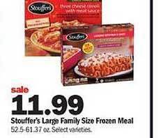 Meijer Stouffer's large family size frozen meal offer