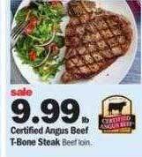Meijer Certified angus beef t-bone steak offer