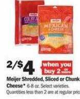 Meijer Meijer shredded, sliced or chunk cheese offer