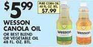 Met Foodmarkets Wesson canola oil offer