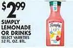 Met Foodmarkets Simply lemonade or drinks offer