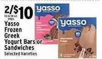 Met Foodmarkets Yasso frozen greek yogurt bars or sandwiches offer