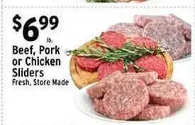 Met Foodmarkets Beef, pork or chicken sliders offer