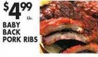 Met Foodmarkets Baby back pork ribs offer