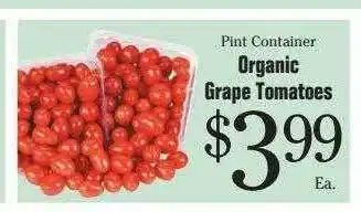 Morton Williams Pint container organic grape tomatoes offer