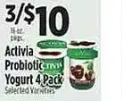 Pioneer Supermarkets Activia probiotic yogurt offer