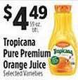 Pioneer Supermarkets Tropicana pure premium orange juice offer