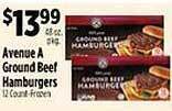 Pioneer Supermarkets Avenue a ground beef hamburgers offer