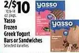 Pioneer Supermarkets Yasso frozen greek yogurt bars or sandwiches offer