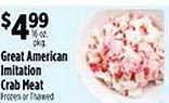 Pioneer Supermarkets Great american imitation crab meat offer