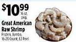 Pioneer Supermarkets Great american raw shrimp offer