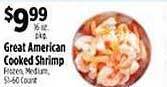 Pioneer Supermarkets Great american cooked shrimp offer